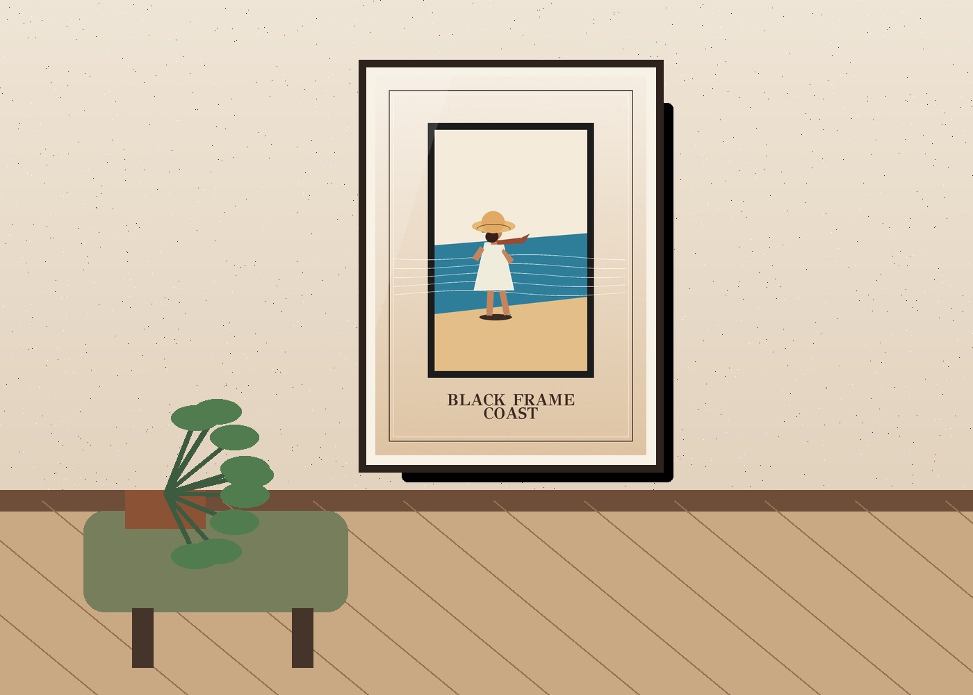 Coast im schwarzen Rahmen mockup