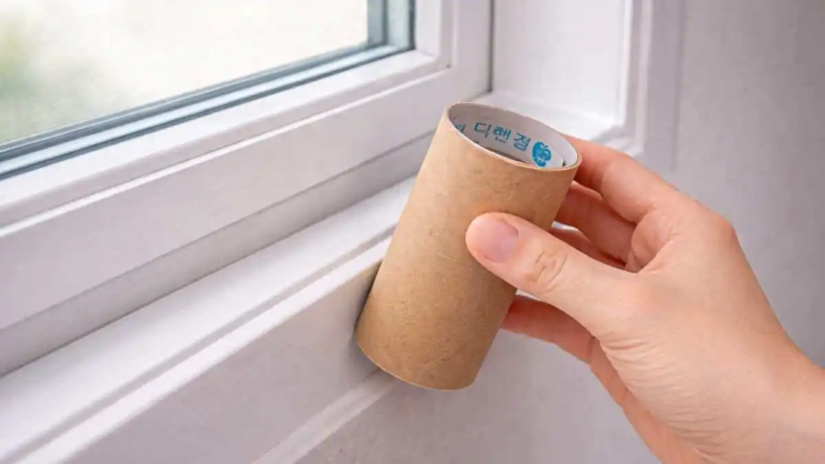 Provate ad avvicinare un rotolo di cartone della carta igienica al telaio della finestra perché non conoscevo questo trucco geniale