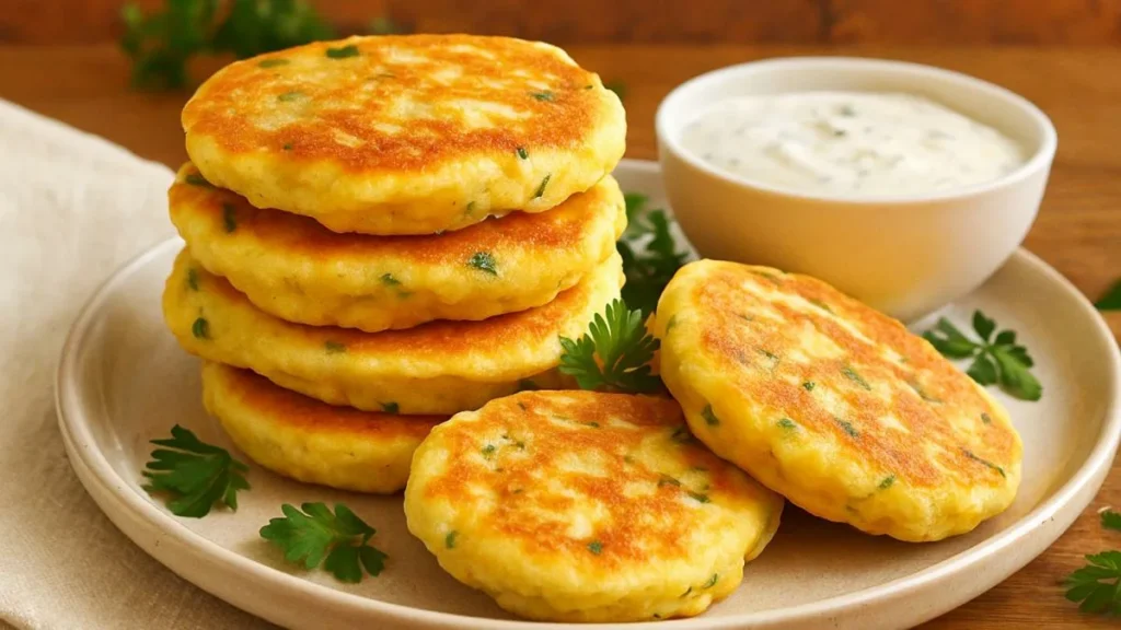 Un panetto di ricotta e due uova. Invece delle palline di formaggio, preparo in padella delle soffici frittelline le intingo nella panna acida e sono irresistibili